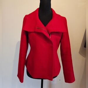 Talbots Bold Red Asymmetrical Cropped Coat